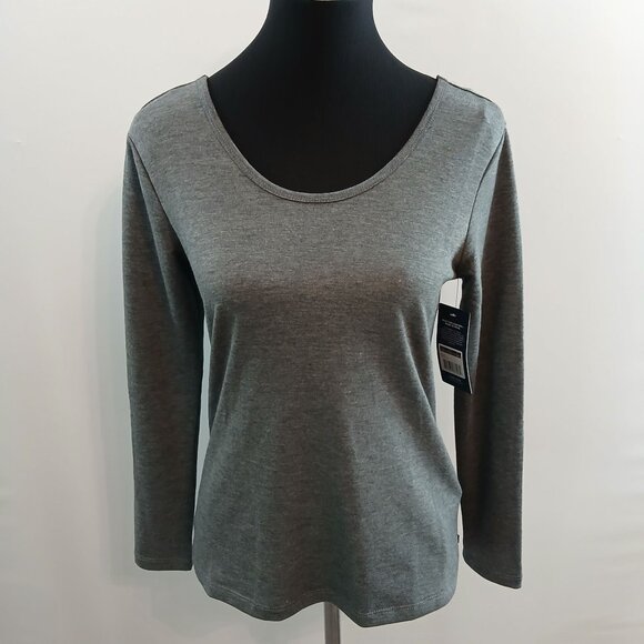 Marika Tops - Marika Womens Gray Long Sleeve Open Back Top Size XS Activewear Lightweight